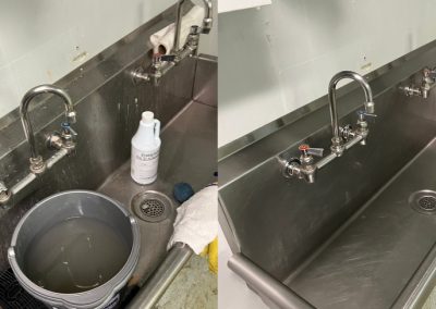 Restaurant kitchen sink - before and after cleaning