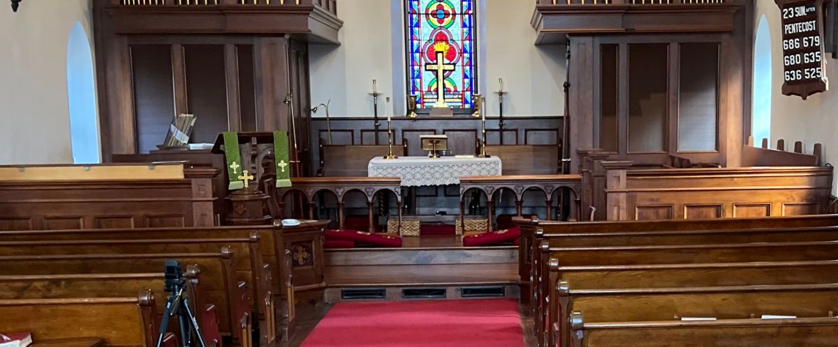 Church pews and altar